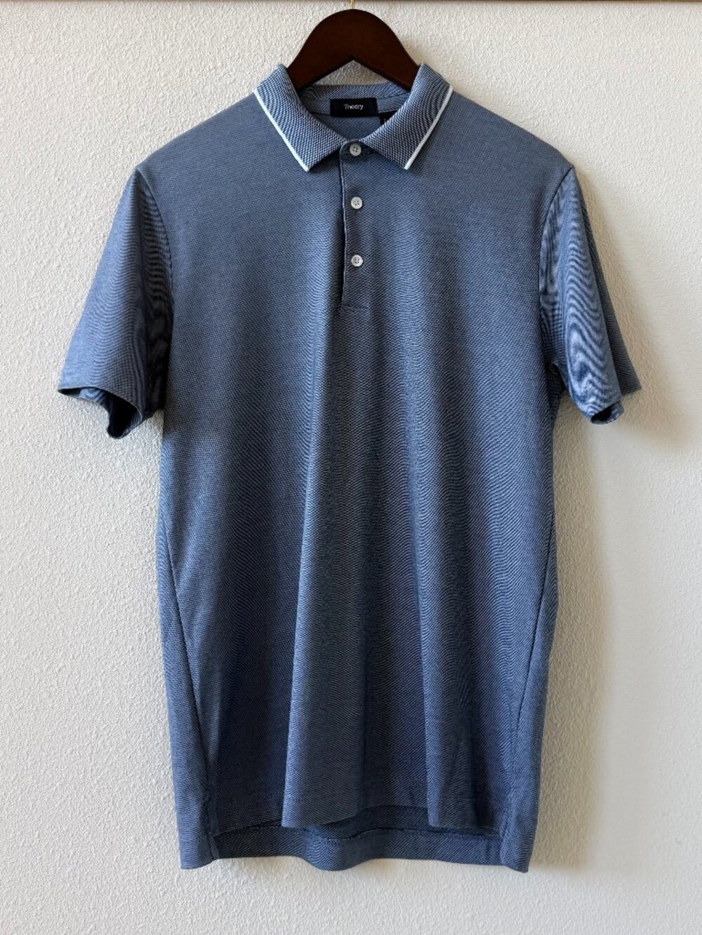Theory Blue Short Sleeve Polo Shirt Size S